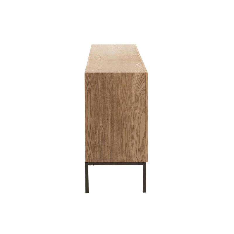 Buffet bas design BOZA - 2 portes, 3 tiroirs en bois naturel massif avec étagères - Style industriel classique_3