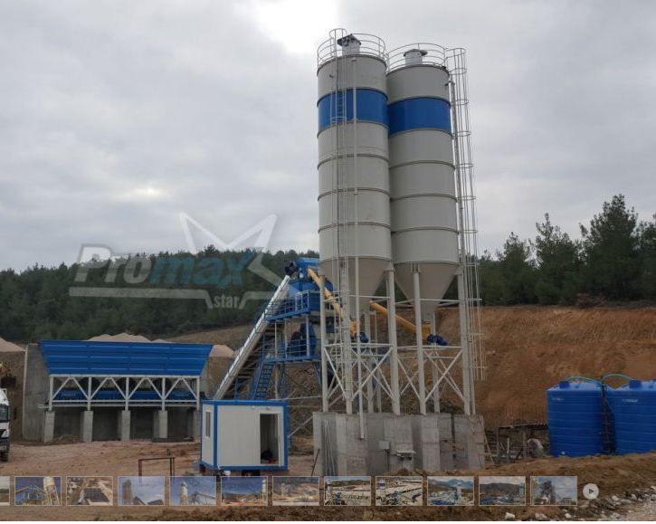 Centrale à béton fixe avec mélangeur Twin Shaft/Single Shaft - 100 m³/h - Capacité 3000 lt - Promax S100_3