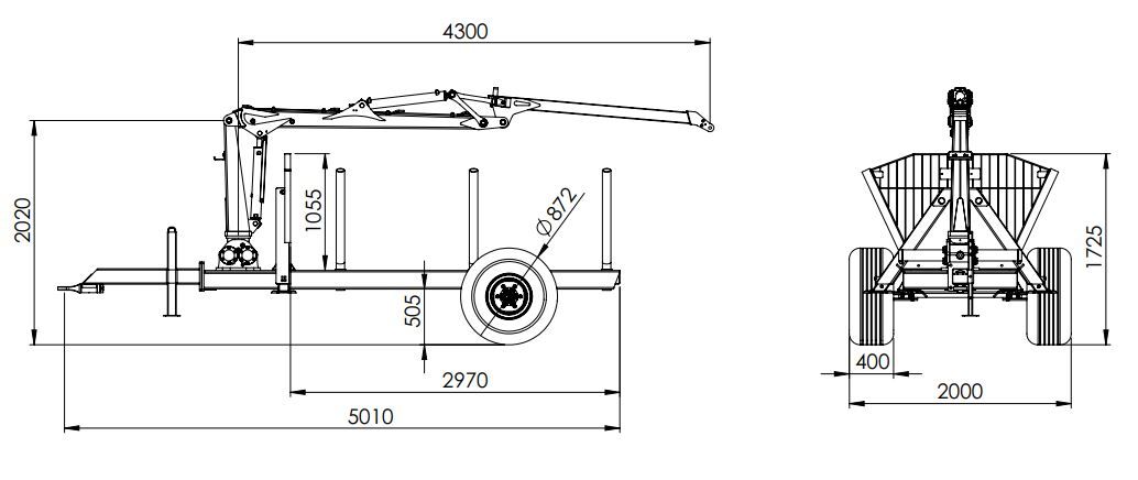 Bmf 6t2 remorque forestière - bmf - 6000 kg_3