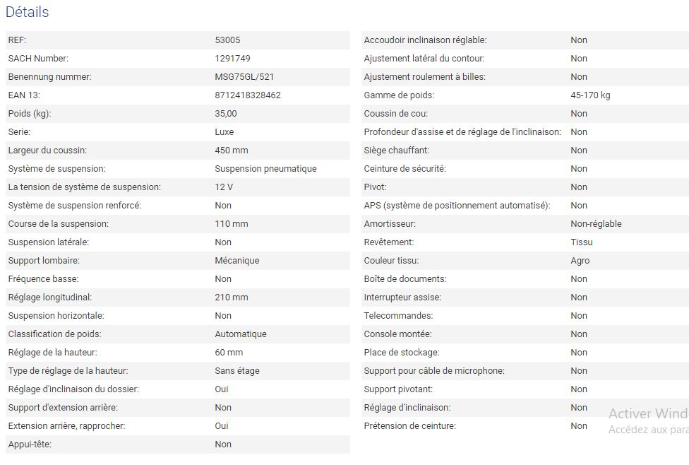 Siège de tracteur - grammer ag - course de la suspension : 110 mm - 53005_3