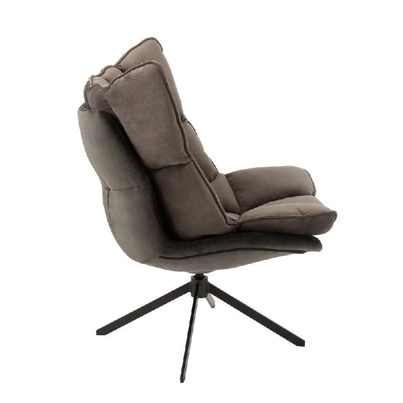 Fauteuil relax pivotant Pietra - tissu gris foncé métallisé avec piètement étoile en métal noir_3