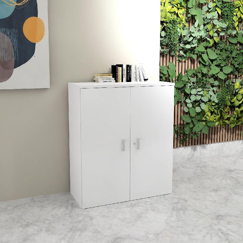 Armoire de bureau monocolore hauteur 121 cm - Mobel linea - 100, Blanc pastel_3
