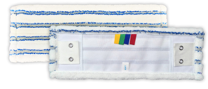 Bandeau microfibre poches et languettes blanc avec bande abrasive bleue 40cm_3