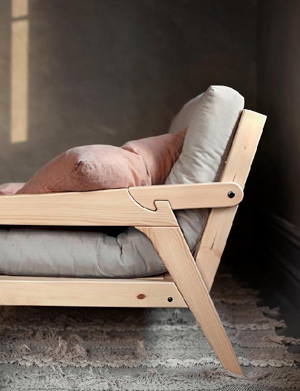 Canapé convertible futon GRAD - Pin naturel - Coloris naturel - Couchage 130 x 190 cm - Style scandinave_3