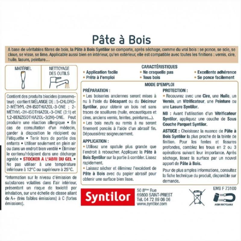 Pâte à bois SYNTILOR - Chêne clair - 50 g - pour reboucher trous, fissures et fentes - Séchage rapide_3