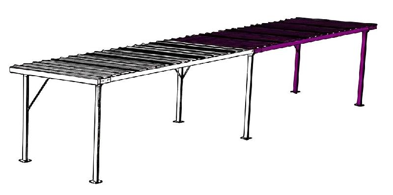 Abri deux roues en aluminium de 10 mètres - Toiture plane en tôle acier, fabrication française_3