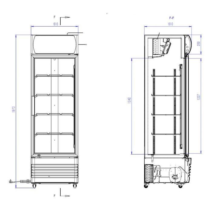 Vitrine réfrigérée murale pour boissons en 1 porte - capacité 360 litres - r290 gaz écologique_3