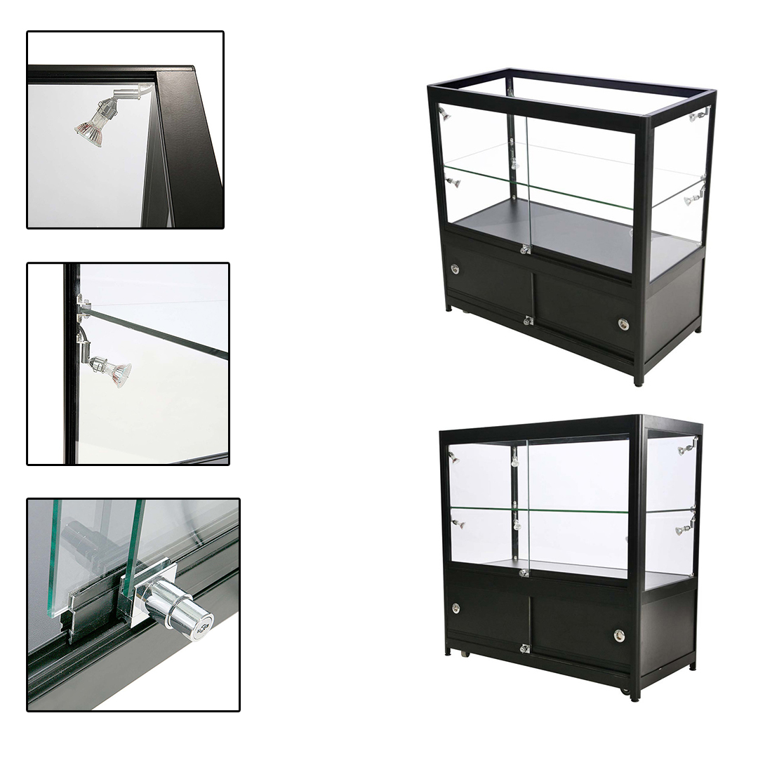 Vitrine Exposition LED H 90 x L 90 x P 45 cm - Noir mat - Réf.2228403_3