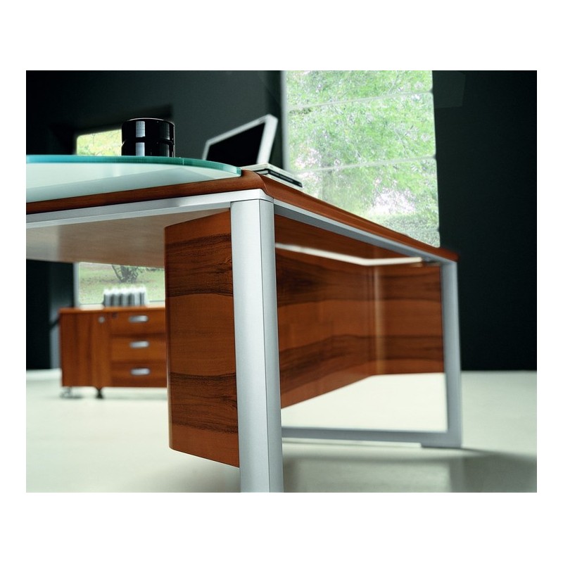 Bureau de direction ZETA X - Sous main cuir en option - Plateau bois 180/200 cm - QUADRIFOGLIO_3