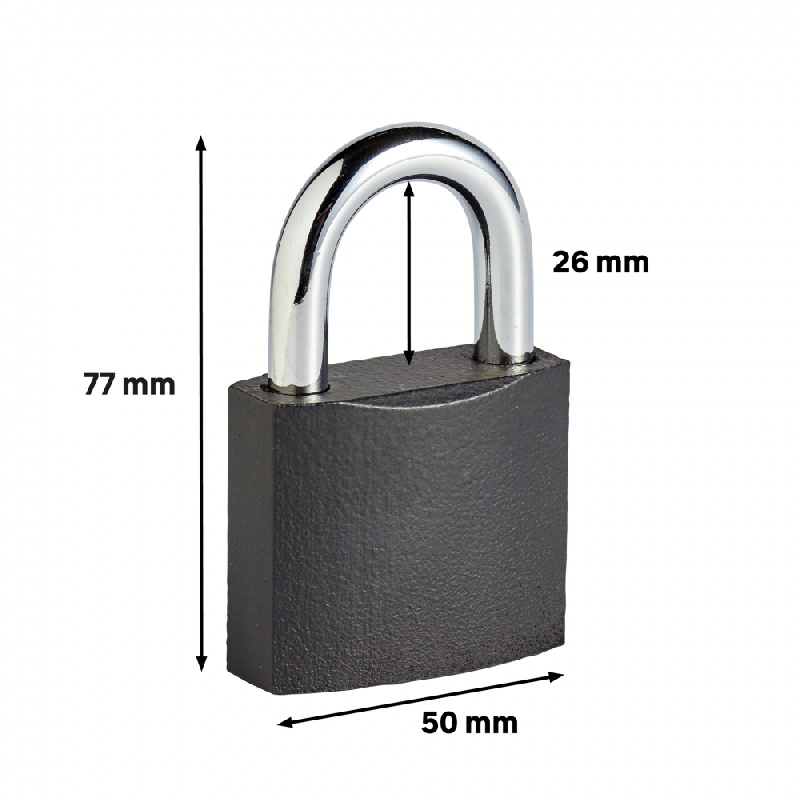 Cadenas à clé en fer - largeur 50 mm - bon niveau de sécurité - double ancrage_3