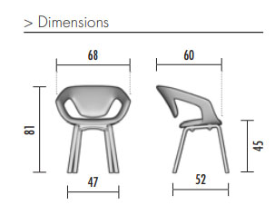 Ensemble de 4 fauteuils LINER - Monocoque polypropylène - Pieds bois - 4 finitions - Référence 8115 SR M_3
