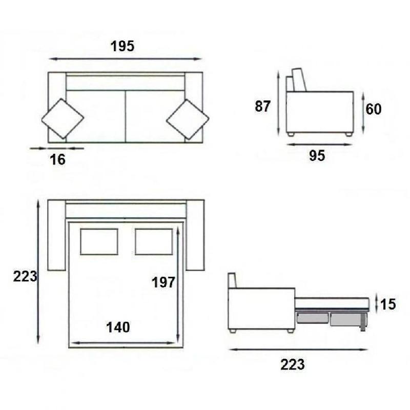 Canapé lit 3 places express Renatonisi - Lattes 140cm - Tête de lit intégrée - Polyuréthane blanc cassé - Matelas 16cm_3