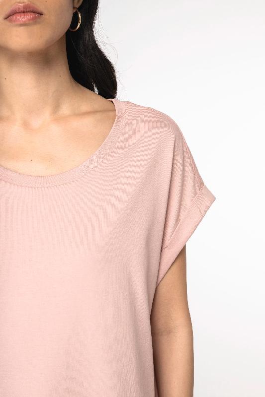 T-shirt écoresponsable à manches à revers femme - 100% coton biologique - Réf: NS309_3
