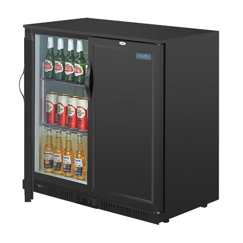 Arrière-bar deux portes pleines pivotantes Série G noir 208L | Polar - GL016_3