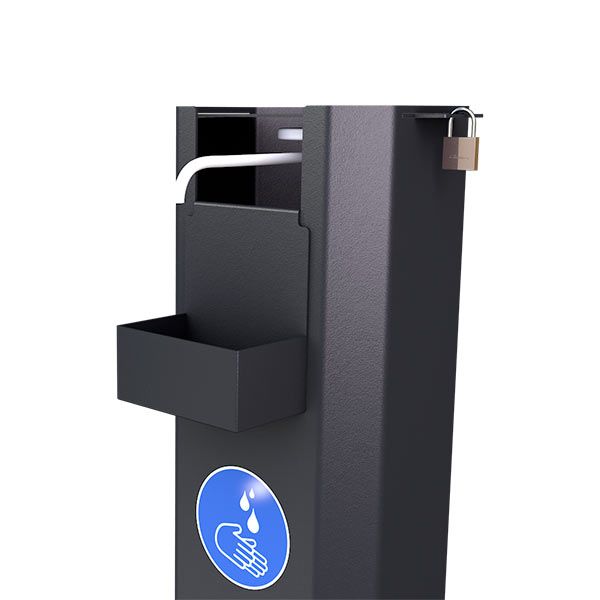 Borne avec pédale mécanique - distributeur de gel hydroalcoolique - Ingitek - acier noir (capacité 1 litre)_3