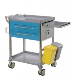Chariot de soins hospitalier - 2 tiroirs - Bleu ciel - 63004 - Aluminium et Inox AISI 304_3