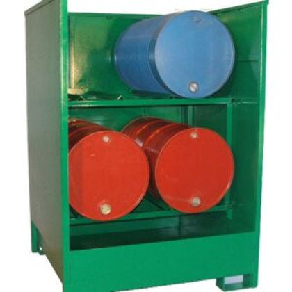 Rack et box de rétention en acier pour fûts 220/440 litres - stockage vertical et horizontal - peinture RAL 6029 ou galvanisé_3