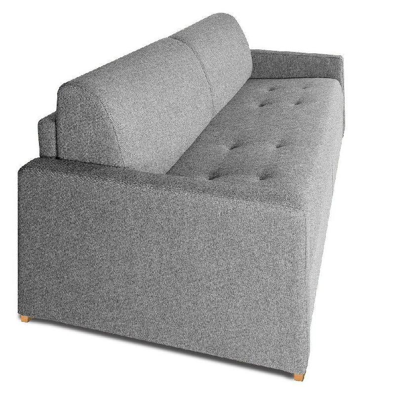 Canapé convertible express Birdy 140 cm - matelas 16 cm mono assise capitonnée tweed gris silex - fabrication italienne_3