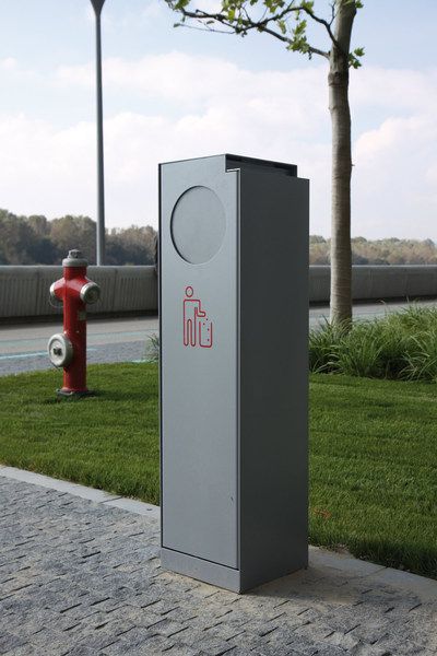 Cs110 - Poubelle publique élégante et robuste - mmcité 1 a.S. - corps en acier galvanisé, cendrier avec éteignoir, 32L, sans couvercle_3