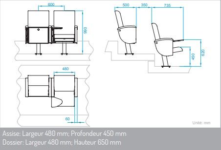 Fauteuil de salle de conférence ergonomique, traité anticorrosion - sarl clp - sophia_3