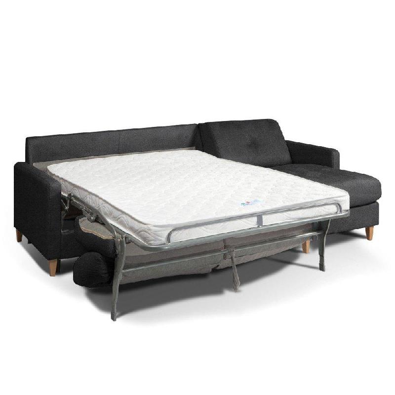 Canapé d'angle scandinave convertible express - Couchage quotidien 160 cm - Microfibre gris graphite - Matelas 16 cm_3