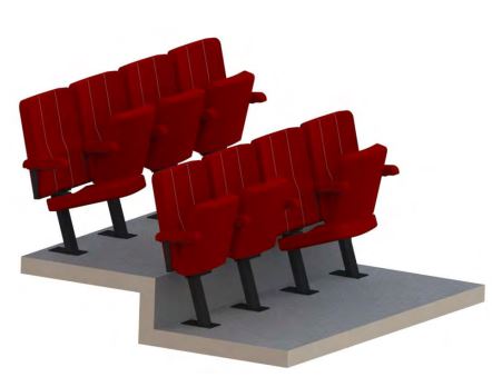 Fauteuil d'auditorium à piétement central avec accoudoir commun type manchette pour ERP - CYRANO._3