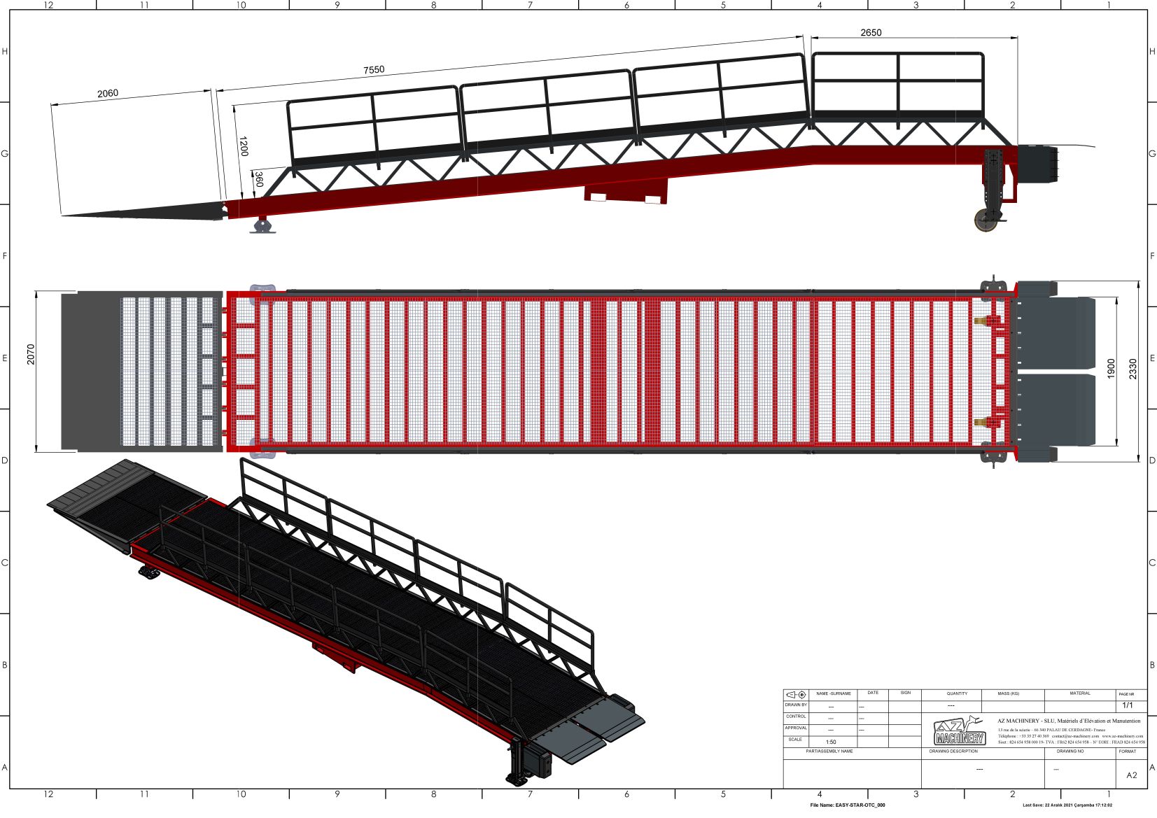 Rampe de chargement mobile hydraulique AZ RAMP STAR OTC - Capacité 8T à 20T - Pente douce 10% et options polyvalentes_3
