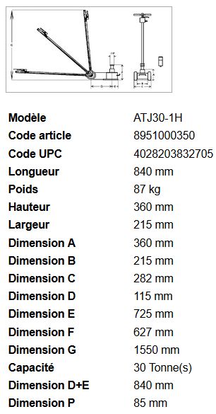 Atj30-1h - Crics hydro-pneumatiques Rodcraft - Capacité 30 tonnes - Grande capacité et durabilité_3