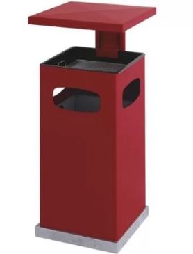 Poubelle cendrier publique avec couvercle amovible - 80 L - 3 ouvertures - liner en métal et insert-cendrier noir_3