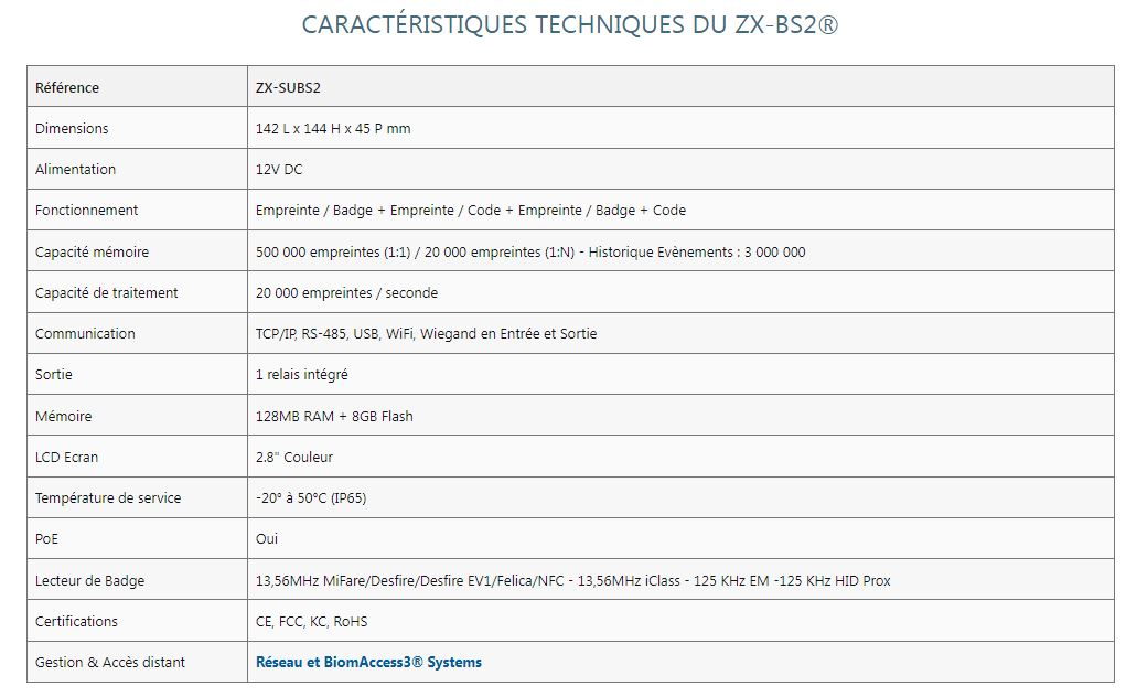 Lecteur d'empreinte digitale puissant pour extérieur - ZX-BS2 BioStation 2 avec certification IP65 et capteur optique nouvelle génération_3