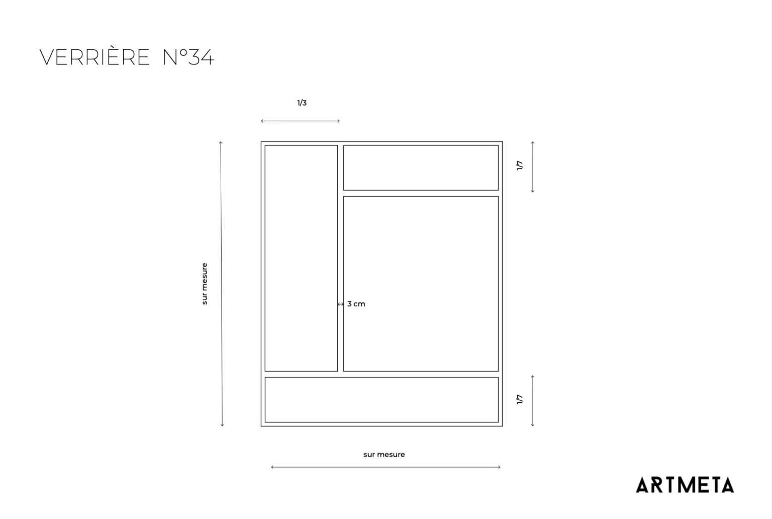 Verrière style Mondrian en acier sur mesure - Dimensions, verre et finition personnalisables_3