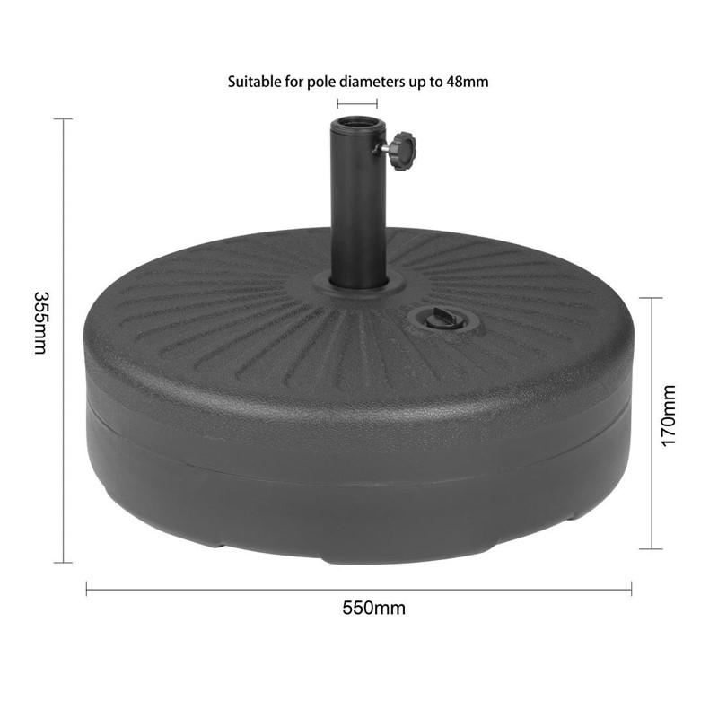 Pied de parasol en plastique noir 40L (rempli) | Bolero - DZ884_3