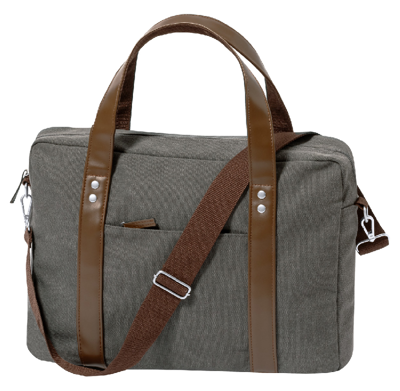 Sacoche en toile - Compartiment rembourré pour ordinateur portable 15'' et tablette 10'' - Bandoulière réglable et finitions en PU_3