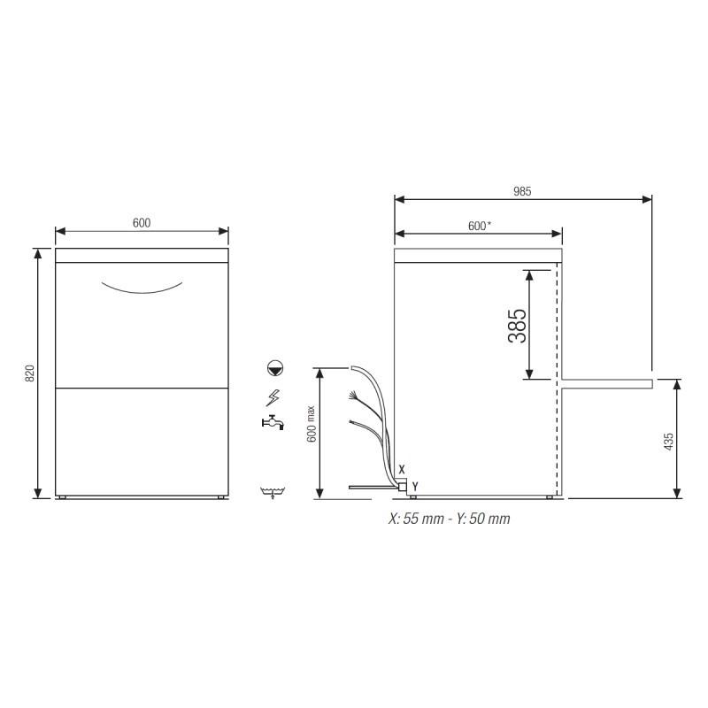 Lave-vaisselle Tri 400V Panier 500x500mm 7900W Gamme NIAGARA Elettrobar Furnotel_3