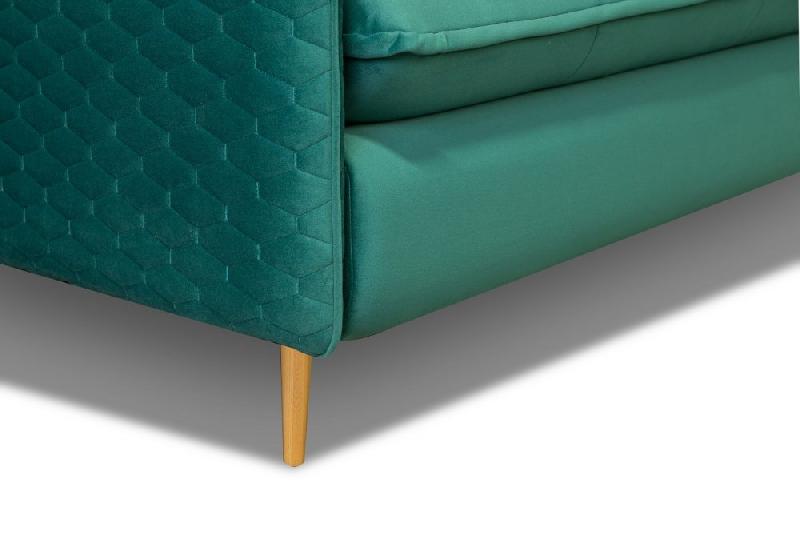Canapé lit scandinave 3 places Lagos 140 cm - ouverture express, sommier à lattes, matelas 13 cm en velours vert canard_3