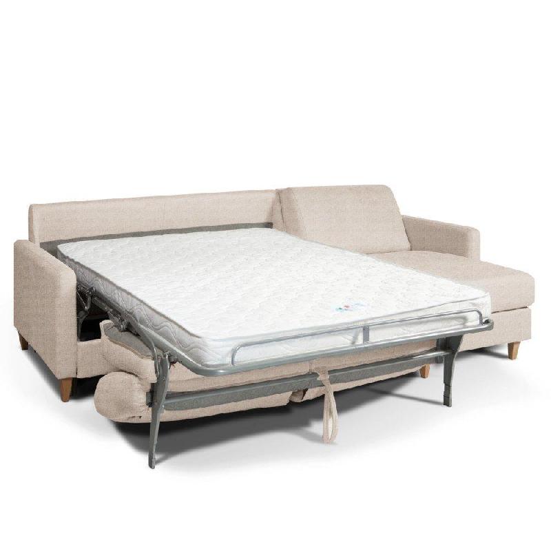 Canapé convertible d'angle Oslo - Matelas 16 cm - Système express - Sommier à lattes Renatonisi - Tweed beige_3