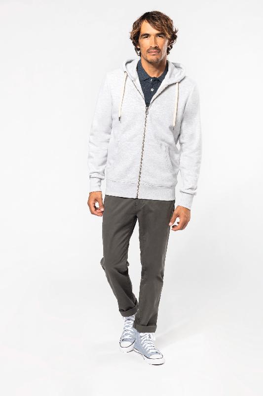 Sweat-shirt zippé à capuche homme - Vintage - Réf: KV2306 - Kariban - Molleton gratté et toucher peau de pêche_3