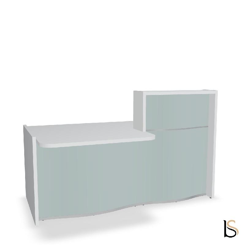 Banque d'accueil compacte WAVE avec plateau bas - MDD - 178, Gauche, Bleu ciel mat_0