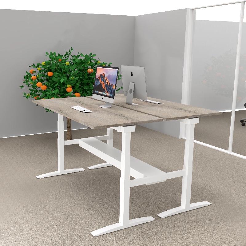 Bureau bench réglable en hauteur UP - Mobel Linea - Non, 140, Blanc, Chêne grisé_0