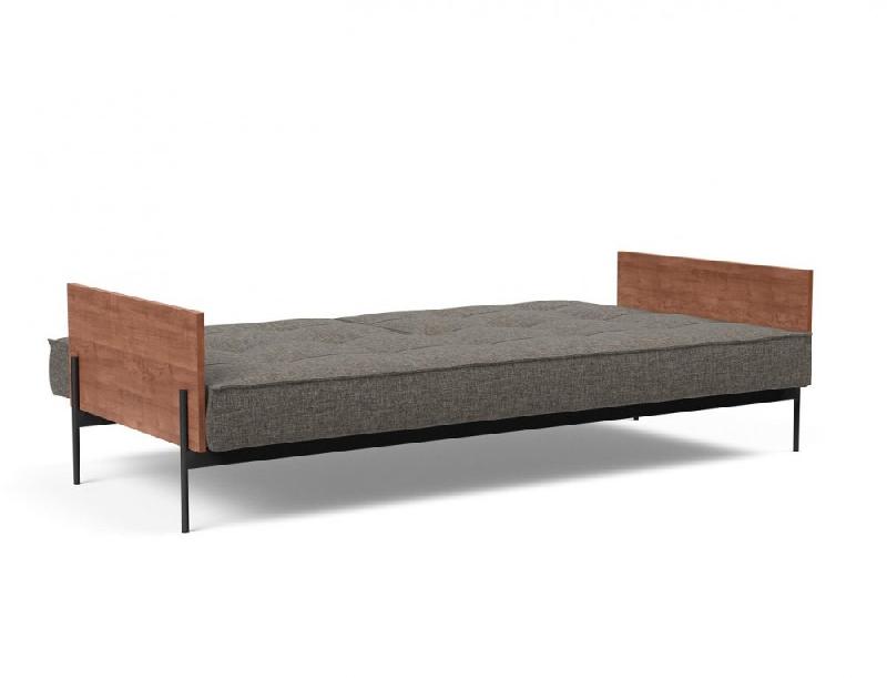 Canapé-lit Innovation Living Splitback Lauge - Convertible 115x210 cm - Tissu Flashtex Dark Grey - Accoudoirs Noyer_3