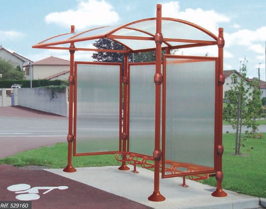 Abri vélo esthétique avec pommeaux décoratifs - PROVINCE - 6 places, aluminium et polycarbonate anti-UV_3