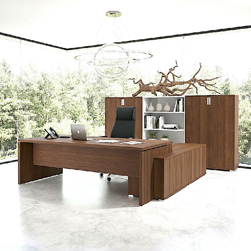 Bureau monochrome TAK avec rangement intégré - Mobel Linea - 185, Acacia foncé, Gauche_0