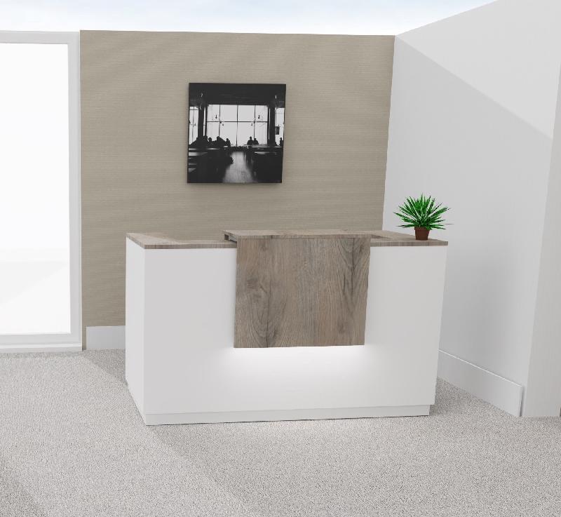 Bureau de réception accueil Delta Plus - Mobel Linea - 144, Blanc, Oui, Chêne grisé_0