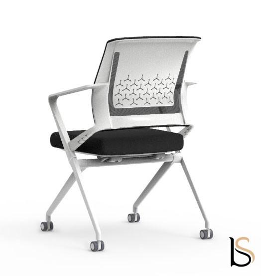 Chaise visiteurs avec assise pliante Plys - Mobel Linea - Blanc, 1 siège_3