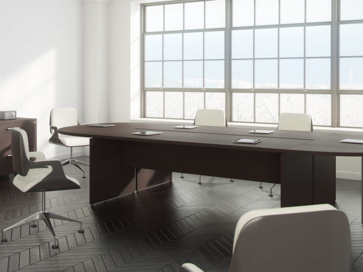 Table de réunion intemporelle et classique - ronde, rectangulaire, semi-circulaire ou ovale - NEW PANO avec options d'électrification_3