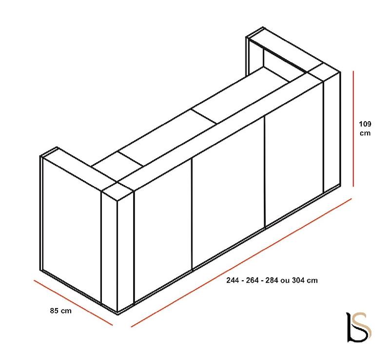 Grand bureau d'accueil droit Tera - MDD - 244, Blanc, Sans réhausse lumineuse_3
