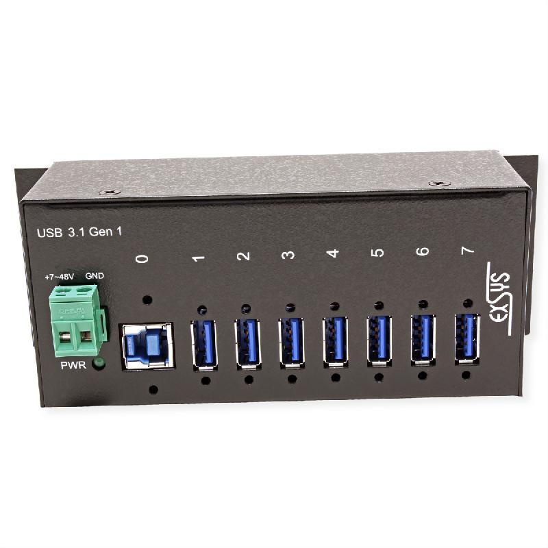 EX-1187HMVS hub USB 3.2 Gen1 à 7 ports, kit rail DIN_3