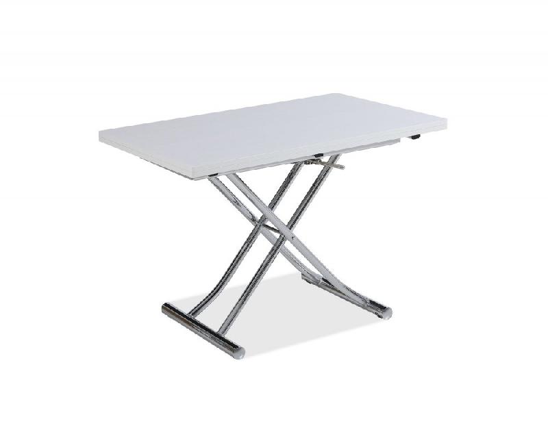 Table basse relevable extensible Trendy - mélaminé chêne blanc avec pied chromé - 110 x 70/140 cm_3