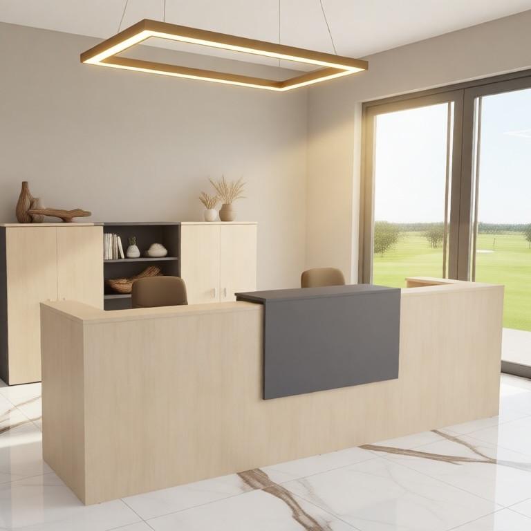 Banque d'accueil 2 personnes delta first avec 1 top - MOBEL LINEA - 284, anthracite, chêne moyen_3