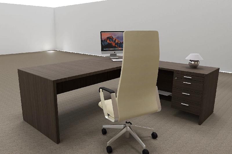Bureau avec retour T45 finition bois- Quadrifoglio. - 200, Droite, Eucalyptus 53_3
